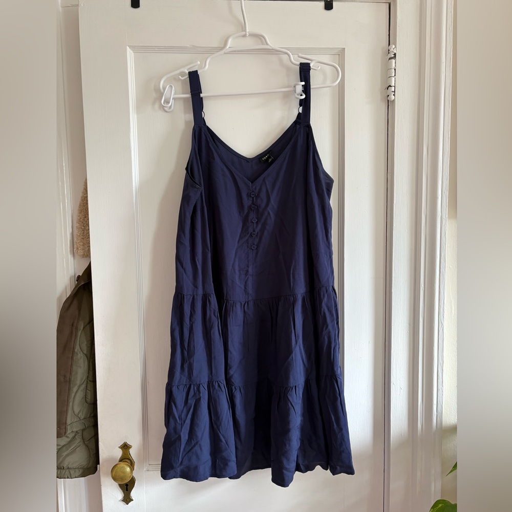 torrid Navy Button-Front Tiered Midi Sundress